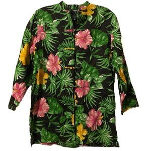 Lauren Ralph Lauren‎ green tropical kimono tunic Petite Small